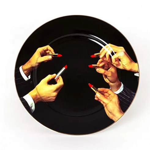 RemontPro - Тарелка Seletti Lipsticks Black Gold Border